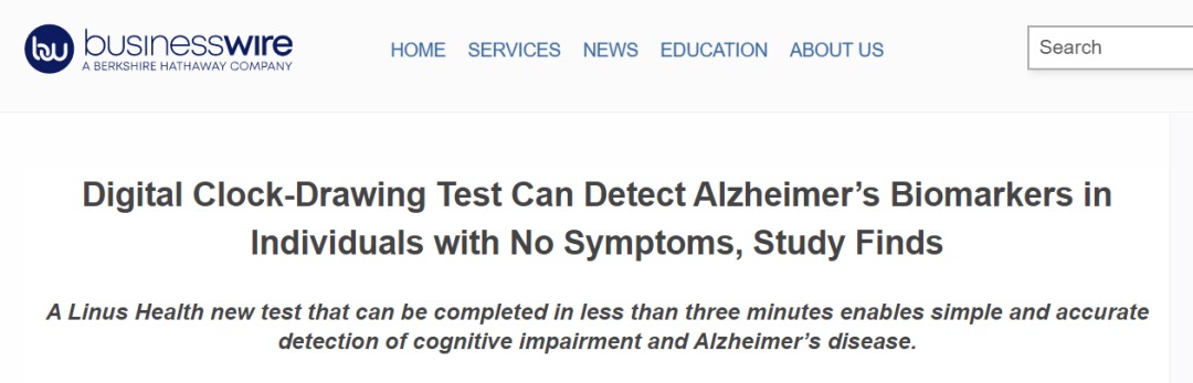 《神经病学》：数字画钟测试可在无症状个体中检测出阿尔茨海默病(图1)